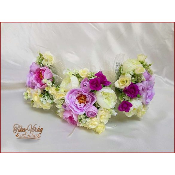 Lila-ekrü koszorú-, dobó-, örök-csokor 