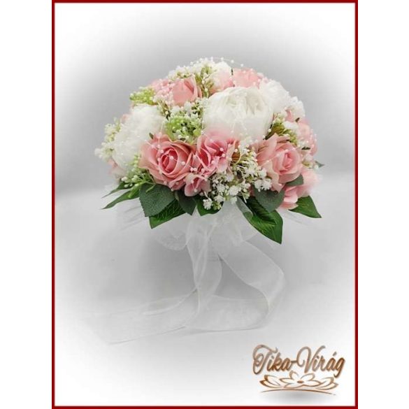 VINTAGE RÓZSASZÍN - FEHÉR PEÓNIÁS ÖRÖK-CSOKOR 