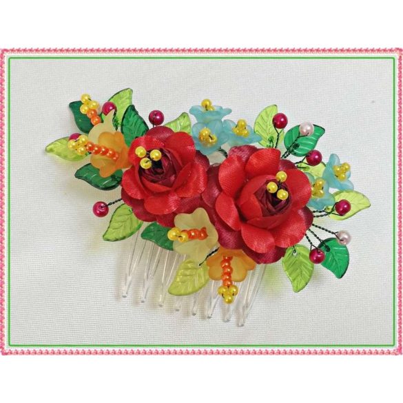 Kalocsai motívumos fejdísz 