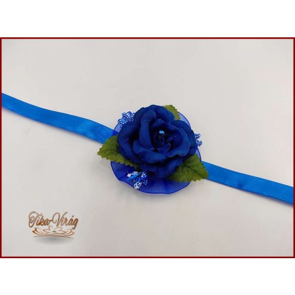 Királykék rózsás csuklódísz 