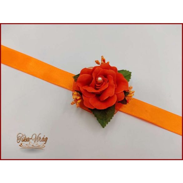 Narancssárga rózsás csuklódísz 