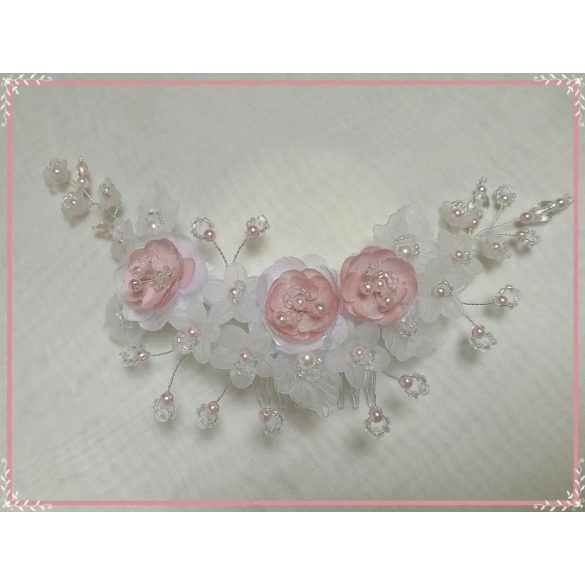 Menyasszonyi fejdísz Fehér-púder 