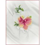 Korall-fehér orchideás kitűző, bokréta 