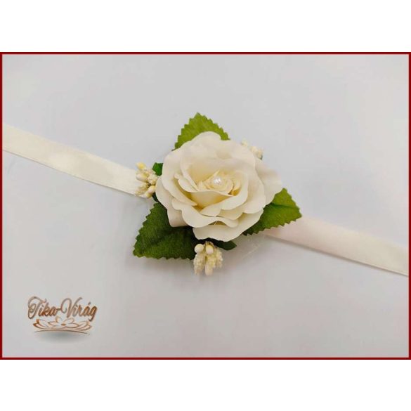 Ekrü rózsás csuklódísz 