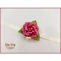 Mályva rózsás-ekrü díszítésű csuklódísz 