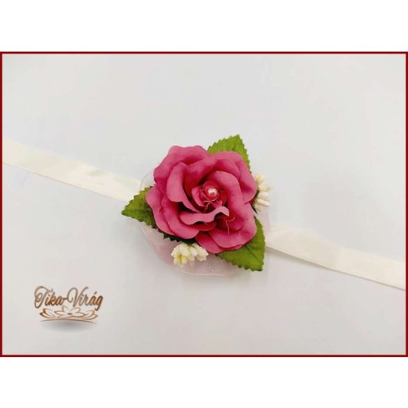 Mályva rózsás-ekrü díszítésű csuklódísz 