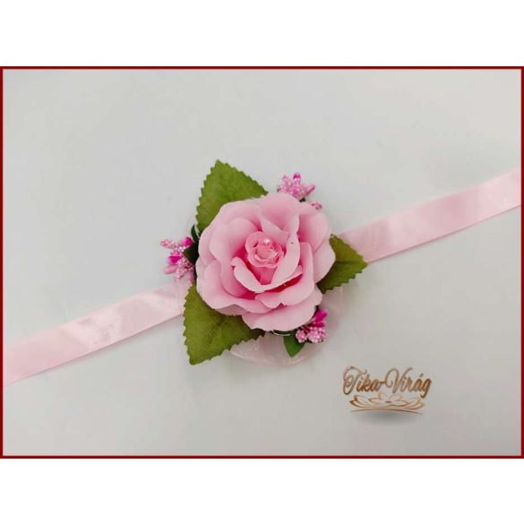 Rózsaszín rózsás csuklódísz 