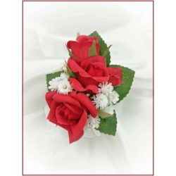 Piros rózsás kitűző, bokréta 