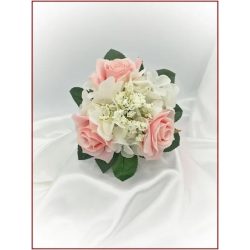 Rózsaszín rózsás-fehér díszítésű örök-csokor 