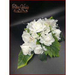 Fehér orchideás-rózsás asztaldísz 