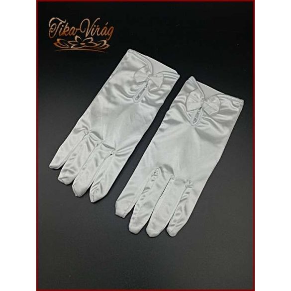 Menyasszonyi rövid kesztyű masnis díszítéssel 