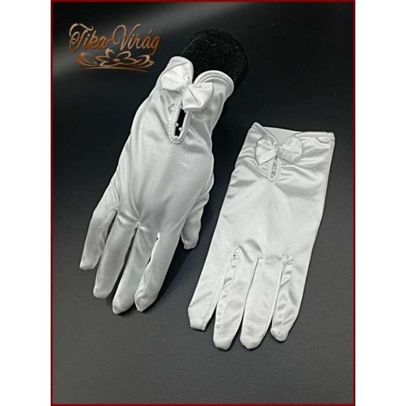 Menyasszonyi rövid kesztyű masnis díszítéssel 