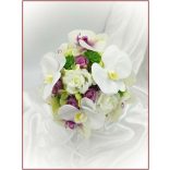 Lila-Fehér Orchideás-Rózsás, zöld Hortenziás Örök-cseppcsokor 