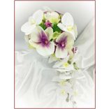 Lila-Fehér Orchideás-Rózsás, zöld Hortenziás Örök-cseppcsokor 