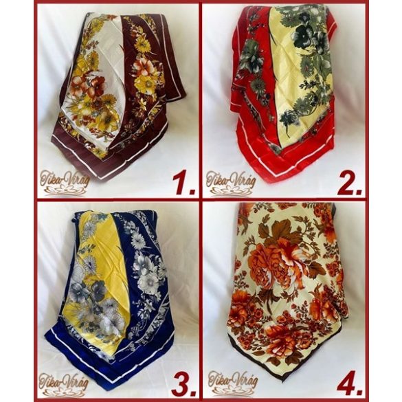 Selyemkendő 90x90cm-es mintás 