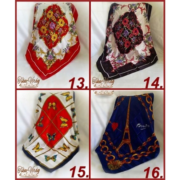 Selyemkendő 90x90cm-es mintás 