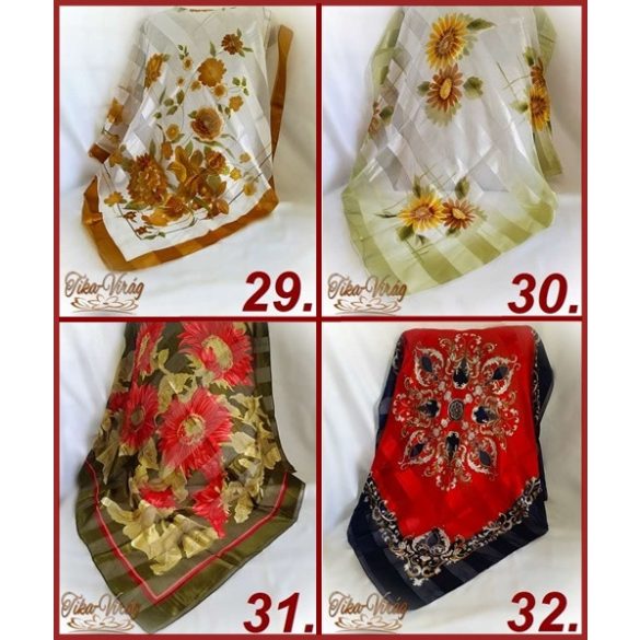 Selyemkendő 90x90cm-es mintás 