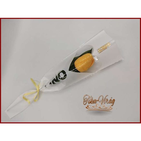 Sárga színű szappan tulipán díszcsomagolásban 