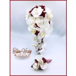 Fehér-bordó örök-cseppcsokor + kitűzővel 