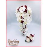 Fehér-bordó örök-cseppcsokor + kitűzővel 