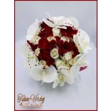 Fehér-bordó örök-cseppcsokor + kitűzővel 