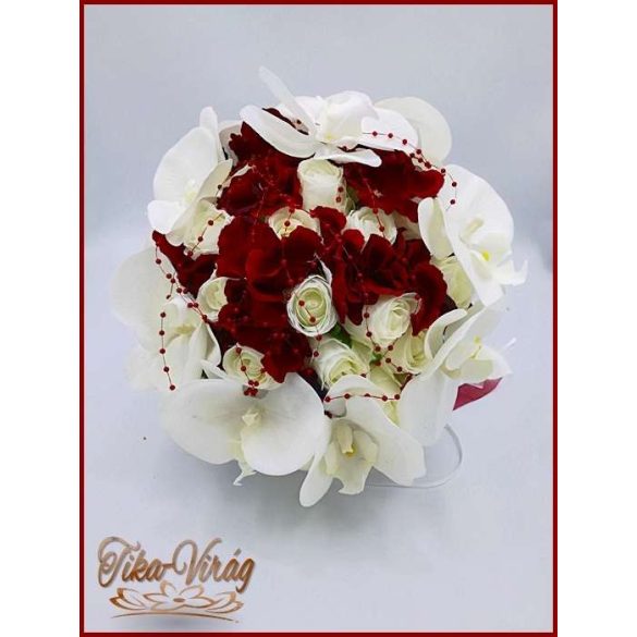 Fehér-bordó örök-cseppcsokor + kitűzővel 