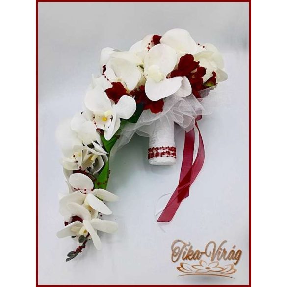 Fehér-bordó örök-cseppcsokor + kitűzővel 