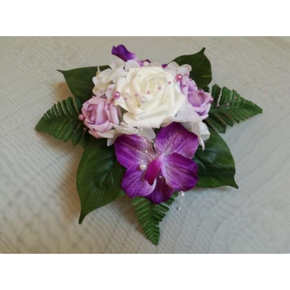 Lila-fehér örök-asztaldísz 