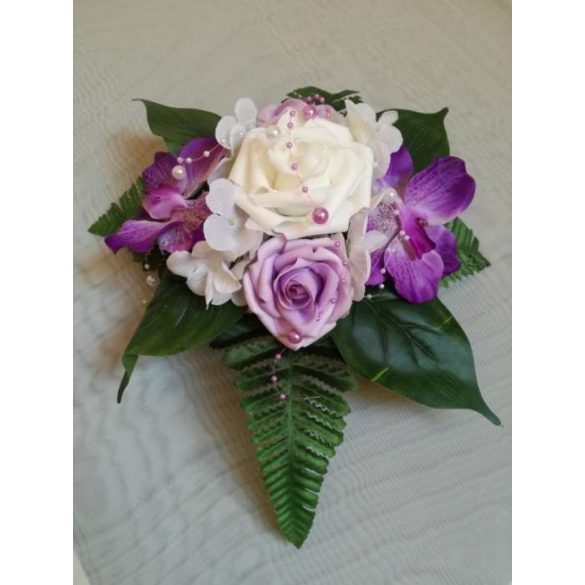 Lila-fehér örök-asztaldísz 