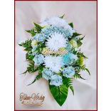 Virágtál Jég-kék rózsák és Fehér Krizantémok 