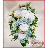 Virágtál Jég-kék rózsák és Fehér Krizantémok 