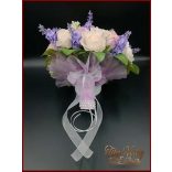 LEVENDULÁS-RÓZSÁS ANTIK HATÁSÚ, VINTAGE STÍLUSÚ ÖRÖK-CSOKOR+kitűzővel 