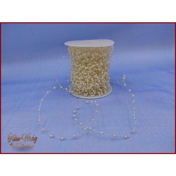 Gyöngy füzér damilon 3mm Ekrü színű 1 tekercs/ 30m 