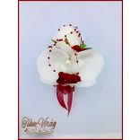 Fehér-bordó kitűző, bokréta 