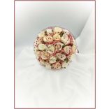 Mályvás-pasztell Örök-csokor 24 virágos burgundi díszítéssel 