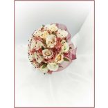 Mályvás-pasztell Örök-csokor 24 virágos burgundi díszítéssel 