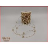 Gyöngy füzér damilon 3/7mm Arany színű 1 tekercs/ 20 méter 