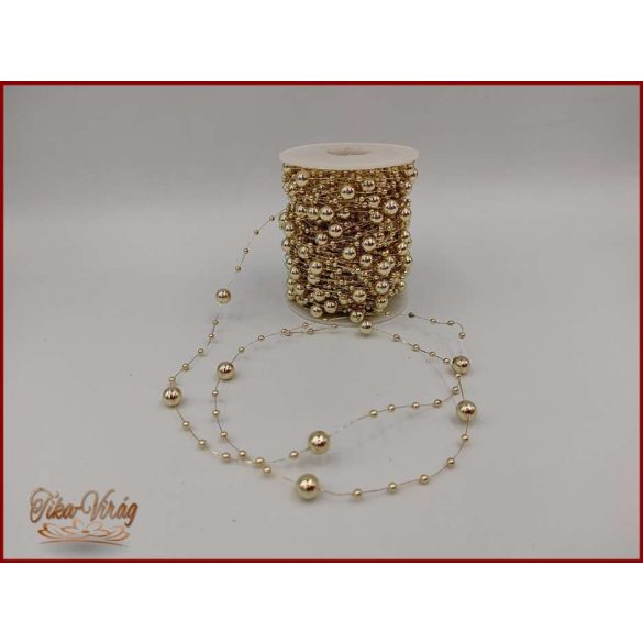 Gyöngy füzér damilon 3/7mm Arany színű 1 tekercs/ 20 méter 