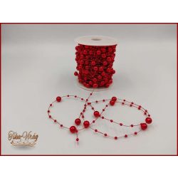   Gyöngy füzér damilon 3/7mm Piros színű 1 tekercs/ 20 méter 