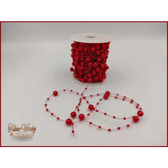 Gyöngy füzér damilon 3/7mm Piros színű 1 tekercs/ 20 méter 