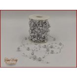 Gyöngy füzér damilon 3/7mm Ezüst színű 1 tekercs/ 20 méter 