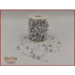   Gyöngy füzér damilon 3/7mm Ezüst színű 1 tekercs/ 20 méter 