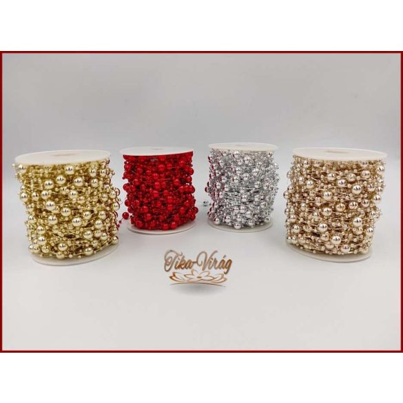 Gyöngy füzér damilon 3/7mm Ezüst színű 1 tekercs/ 20 méter 