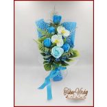 Türkizkék rózsák- világoskék orchidea és rózsa szappan-virág csokor 