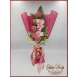 Mályva rózsa - lila orchidea szappan-virág csokor 