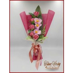 Mályva rózsa - lila orchidea szappan-virág csokor 