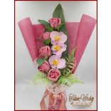 Mályva rózsa - lila orchidea szappan-virág csokor 