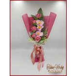 Mályva rózsa - lila orchidea szappan-virág csokor 