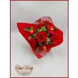 Piros rózsák - orchideák szappan-virág csokor 