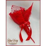 Piros rózsák - orchideák szappan-virág csokor 